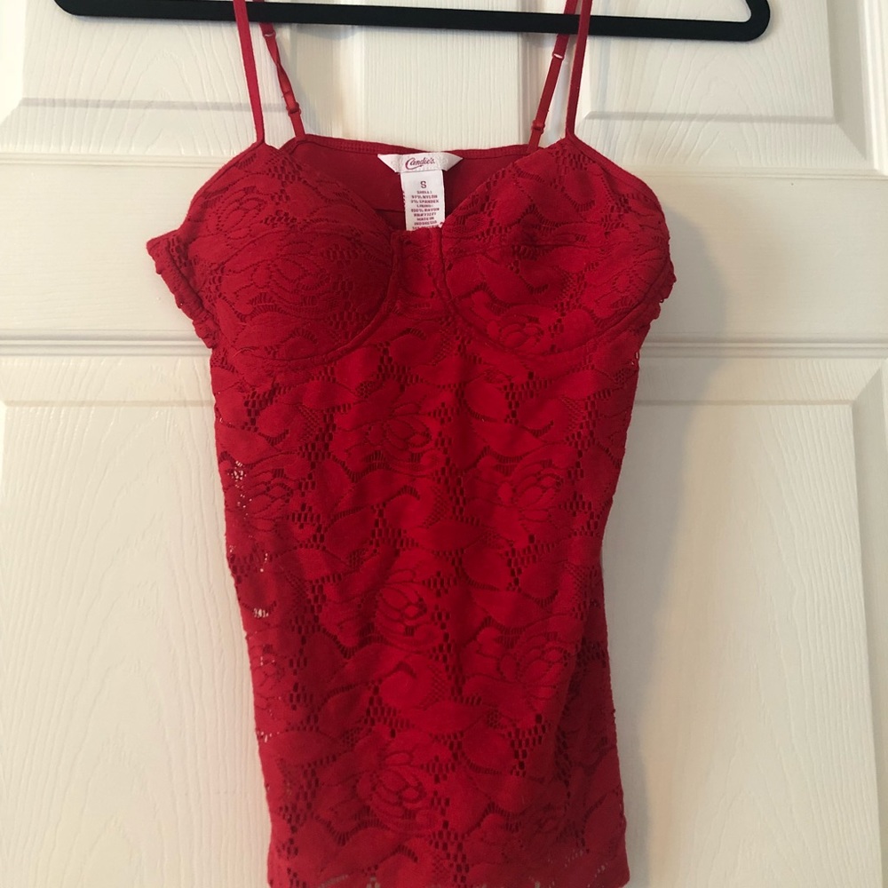 Candies red patterned tank